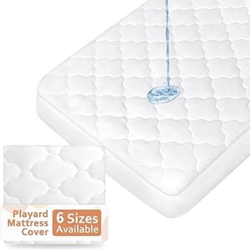 Pack and Play Mattress Pad (6 Sizes), Compatible with Graco Pack and Play On The Go Playard and Portable Playard, Pack and Play Sheets Fitted Waterproof Protector Cover Soft Quilted