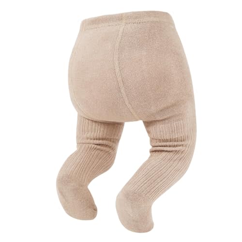 Zando Opaque Cotton Tights for Baby Girls, Infants & Toddlers, Cozy Winter Leggings with Cable Knit Design, Size 0-3M to 6-7T