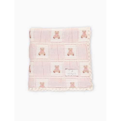 Teddy Bear Blanket in Mauve Teddy Patchwork