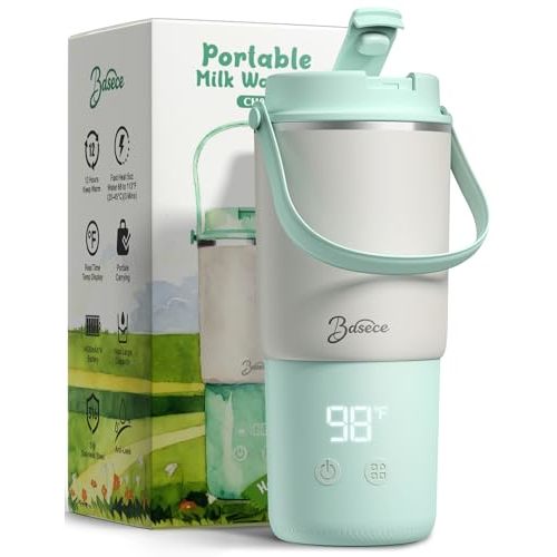 Portable Bottle Warmer with 120W Fast Heating, Portable Milk Warmer for On-the-Go Use, 18000mAh Rechargeable with Long Battery Life, 316 Stainless Steel Warmer for Breast Milk, Formula & Water
