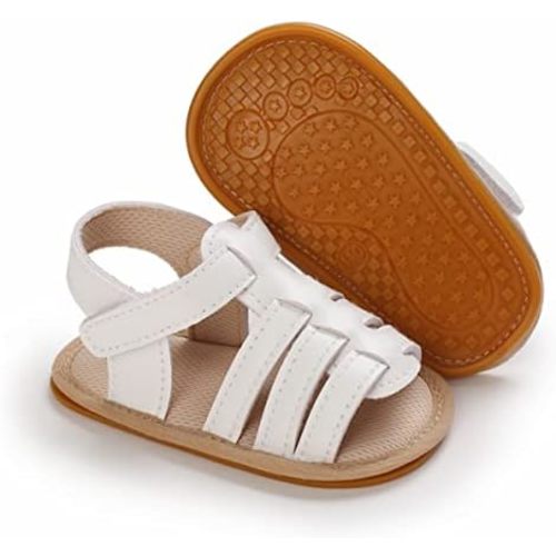 TIMATEGO Infant Baby Girls Sandals Non Slip Soft Sole T-Strap Flip Flops Toddler First Walker Crib Dress Shoes 3-18 Months