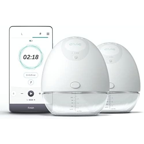 Elvie Double Electric Wearable Smart Breast Pump | Silent Hands-Free Portable Breast Pump That Can Be Worn in-Bra with App 2-Modes & Variable Suction | Baby Registry Breast Feeding Essentials