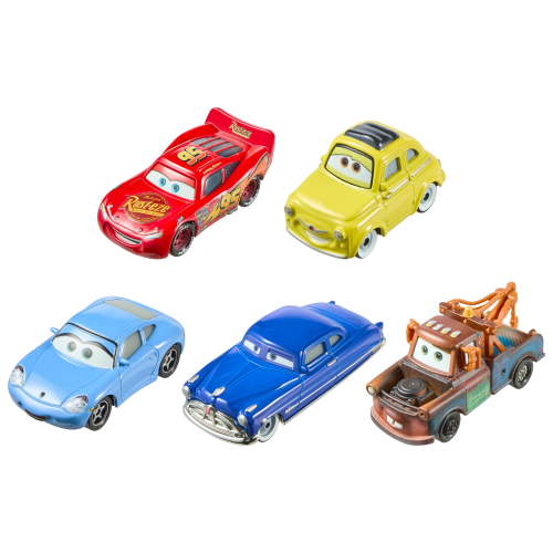 Disney and Pixar Cars Travelin Team 5-Pack, Set of 5 1:55 Scale Die-Cast Toy Cars (Styles May Vary)