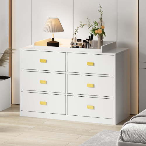 KULAGAGA 6 Drawer Dresser Changing Table Dresser for Nursery Bedroom White