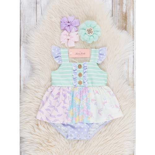 Pastel Buds & Blooms Ruffle Bubble Romper