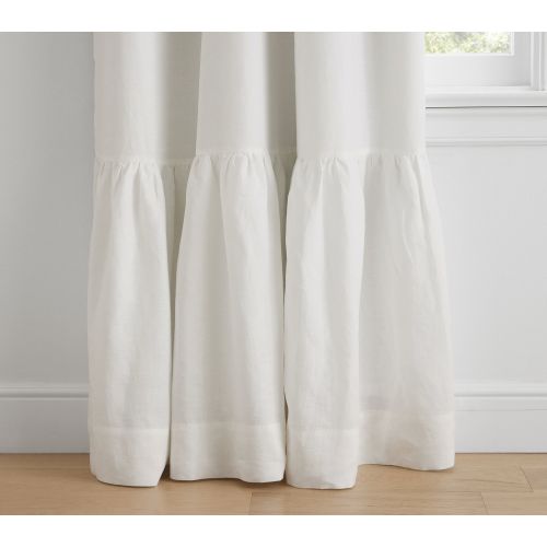 Belgian Linen Ruffle Blackout Curtain | Pottery Barn Kids