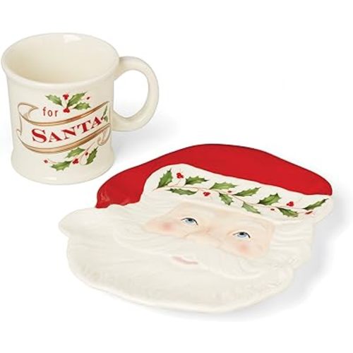 Lenox Holiday 2-Piece Cookies for Santa Set, 2.20, Red & Green