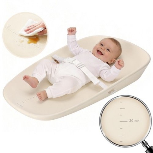 GOTGELIF Baby Changing Pad Portable Diaper Changing Mat with uilt-in Growth Ruler, Safety Strap & Soft EVA Foam