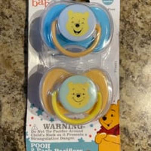Disney Baby Winnie The Pooh Pacifier Blue & Yellow-2 Pack With Covers Free Ship
