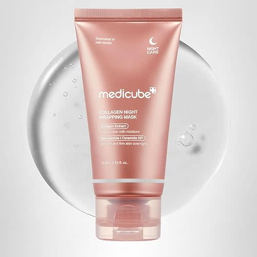 medicube Collagen Overnight Wrapping Peel Off Facial Mask Pack - Elasticity & Hydration Care, Reduces Sagging & Dullness - Hydrolyzed Collagen For Glowing Skin - Korean Skin Care, 2.53 fl.oz