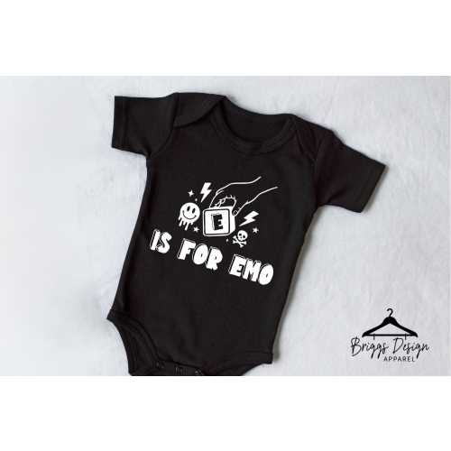 E is for Emo Baby Onesie: Funny Pop Punk Bodysuit