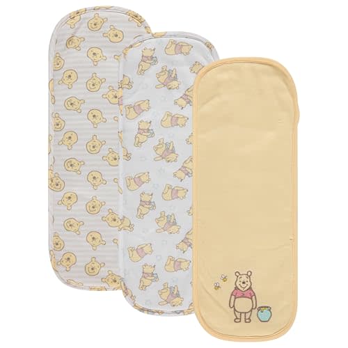 Disney Baby Burp Cloths 3 Pack – 100% Cotton – Mickey Mouse, Minnie Mouse, Winnie The Pooh, Dumbo – Soft & Absorbent Newborn Essentials for Boys & Girls