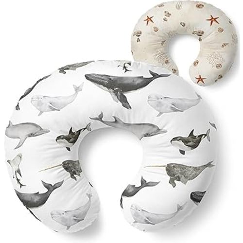 Pobibaby 1-Pack Premium Nursing Pillow Cover - Ultra Soft & Stretchy 96% Cotton, Breastfeeding Pillow Cover for Baby Boys and Girls (Seaside)