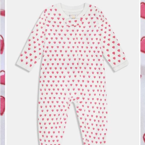 Infant Hearts Zipper Footie