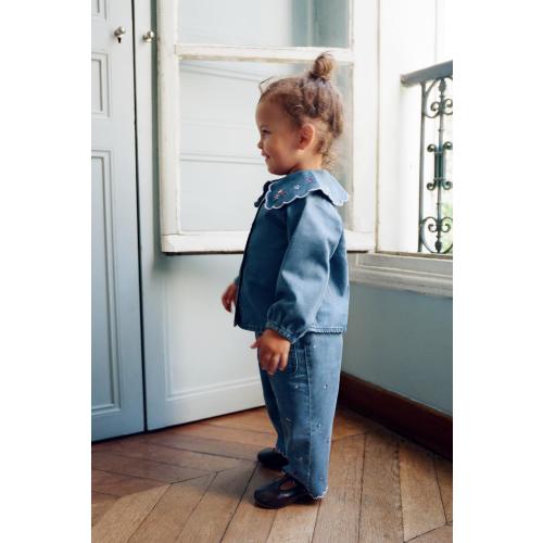 EMBROIDERED DENIM SHIRT - Blue | ZARA United States