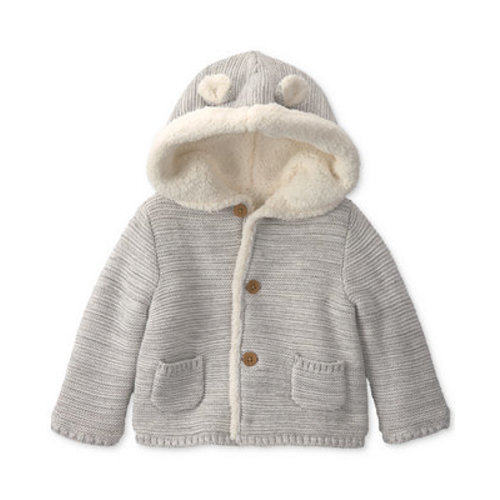Baby Boys' and Baby Girls' Bear Sweater Knit Hooded Jacket