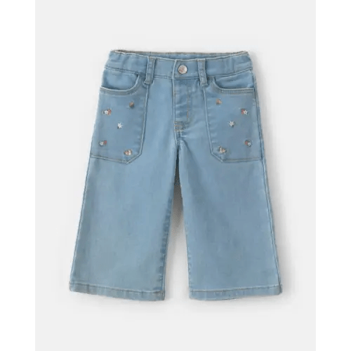 Baby Girl Floral Embroidered Wide-Leg Jeans - Light Wash - OshKosh B'gosh | Carter's