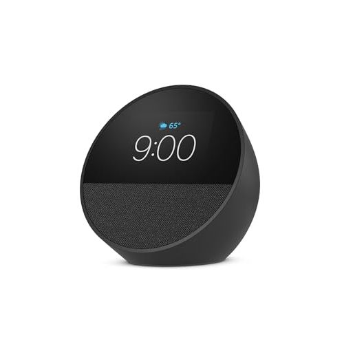Like-New Amazon Echo Spot (newest model), Great for nightstands, offices and kitchens, Smart alarm clock, Designed for Alexa+, Black
