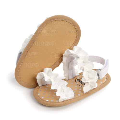 URMAGIC Baby Girls Anti-Slip First Walker Shoes Flat Sandals, White, 0-18M