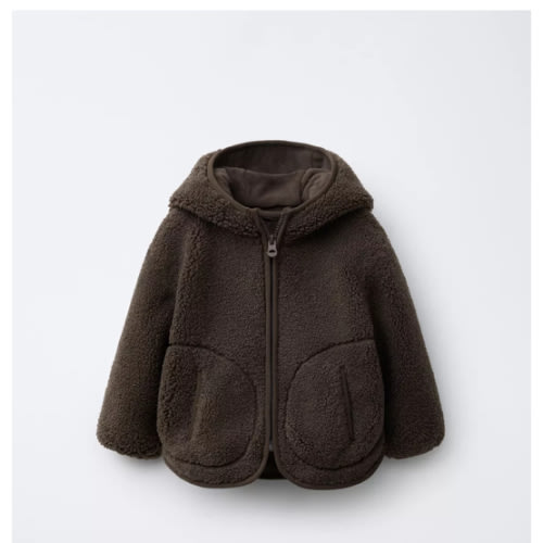HOODED FLEECE JACKET - Dark brown | ZARA United States