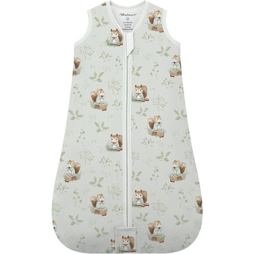 Mosebears Sleep Sack Baby Winter Wearable Blanket with 2-Way Zipper,2.5 TOG Cotton Sleep Sack Unisex(Green Animal,6-12 Months)