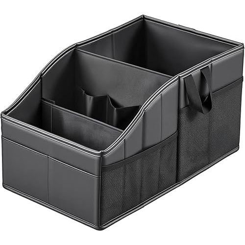 WHHMK Car Storage, Sturdy Leather Car Backseat Organizers, Support Up to 33 LB of Weight Automotive Front Seat Organizer, Floor Organizer and Storage Used for SUV Truck Toy Snack Water Bottle Holder