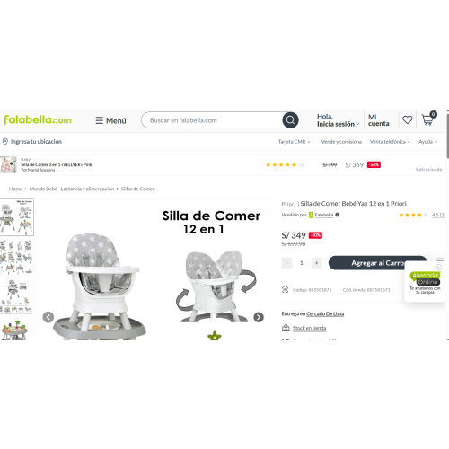 Silla de Comer Bebé Yae 12 en 1 Priori
