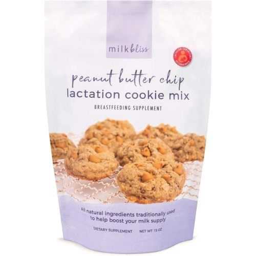 MilkBliss Lactation Cookies Mix- Oatmeal Peanut Butter Chip Breastfeeding Cookie Supplement Support for Breast Milk Increase- 15oz