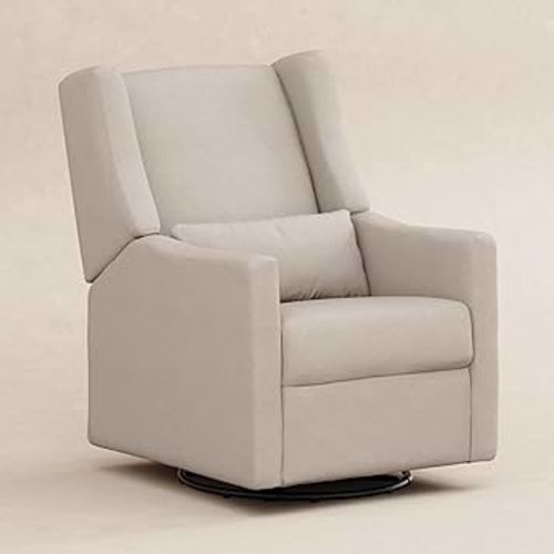 Babyletto Kiwi Glider Recliner Nursery Chair w/USB Ports - GREENGUARD Gold Certified - Water & Stain Resistant Glider Rocking Chair - Manual, 360° Swivel, Performance Beach Eco-Weave