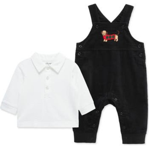 Little Me Kids' Holiday Party Pup Corduroy Overalls & Shirt Set | Nordstromrack