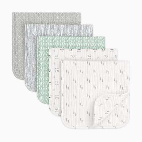 KeaBabies 5-Pack Lyra Muslin Burp Cloths - Nordic