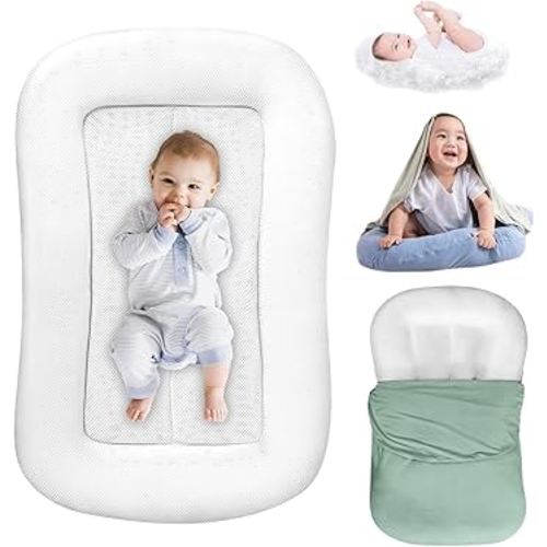 Jeeeun Baby Lounger - Baby Lounger for Newborn, 0-24 Months Newborn Babies Essentials Gifts (Green,95x55cm/37.4x21.6in)