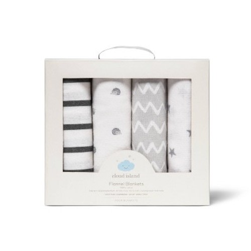 Flannel Baby Blankets Hedgehog 4pk - Cloud Island™