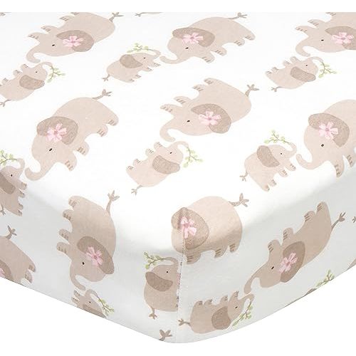 Gerber Baby Boys Girls Neutral Newborn Infant Toddler Nursery 100% Cotton Fitted Bedding Crib Sheet, Elephants White, 28" x 52"