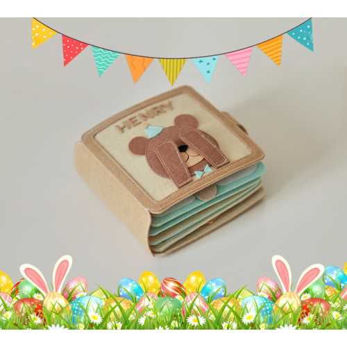 Personalized gift for baby boy& girl, Bear Adventure busy book, handmade felt quiet book, customized soft Montessori-inspired toy for travel