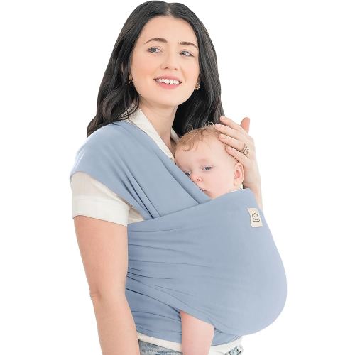 KeaBabies Baby Wrap Carrier - All in 1 Original Baby Carrier Newborn to Toddler Sling, Easy to Wear, Hands Free Bonding, Lightweight, Breathable Infant Wraps (Powder Blue)