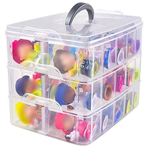 Xuerdon Case Compatible with Fisher-Price for Little People Collector Figures, Toy Storage Organizer Holder for Disney Frozen for Elsa & Friends/for Office Figure/for Golden Characters (Box Only) | Clear Plastic, 3 Detachable Tiers & Removable Dividers...