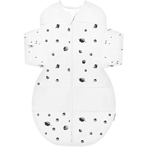 Happiest Baby SNOO Sleep Sack - 100% Organic Cotton Baby Swaddle Blanket - Doctor Designed Promotes Healthy Hip Development (Ivory Planets, Large)