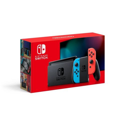 Nintendo Switch With Neon Blue And Neon Red Joy-con