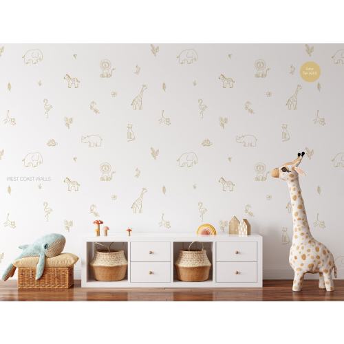 Drawn Jungle Animals Removable Wall Decals / Jungle Decor / Jungle Theme / Nursery Decor / Boys Room / Lion Cheetah Toucan Elephant Giraffe