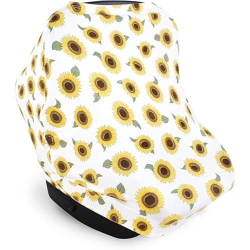 Hudson Baby Unisex Baby Multi-use Car Seat Canopy, Sunflower, One Size