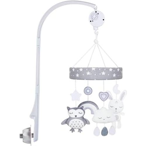 Baby Crib Mobile, Nursery Mobile for Crib with Music Motor Spinner Baby Mobile Arm and 4 Pcs Hanging Toys