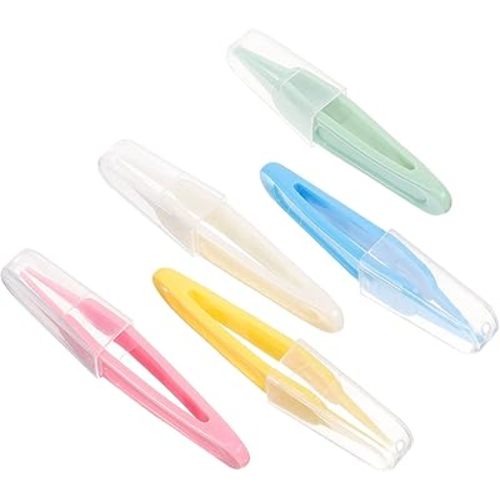 5pcs Infant Nose Cleaning Tweezer Plastic Round Head Care Ear Nose Navel Clean Tool Nipper Plier Pincet Forceps for Ear Wax Removal Tool