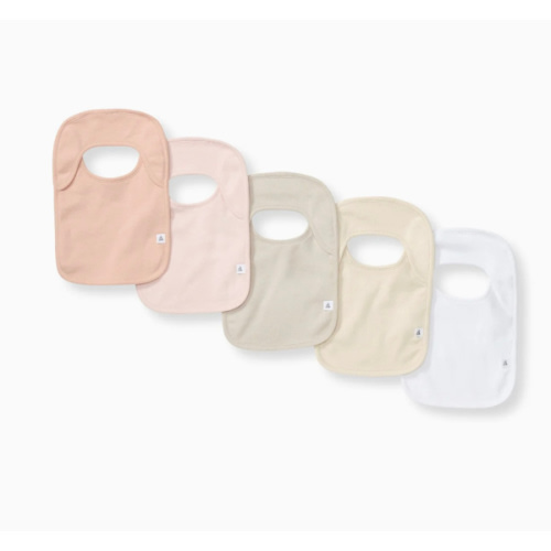 Solid Organic Cotton Baby Bibs 5 Pack - Pink Sand