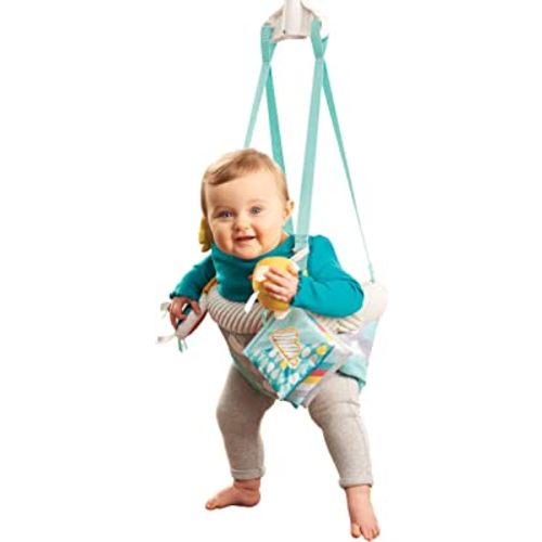 Evenflo Exersaucer Johnny Jumper Featuring Easy-to-Use Clamp Attachment for Quick and Tool-Free Set Up and Adjustable Straps to Customize the Height for Your Child, Sweet Skies