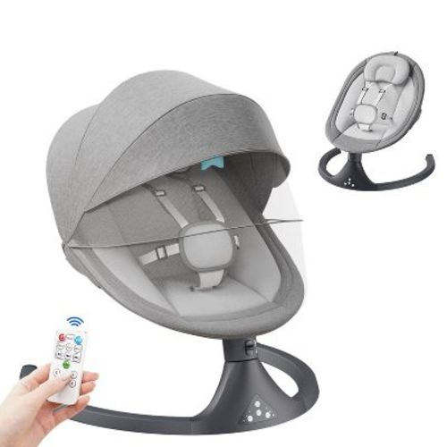 TUMAJUP Baby Swing for Infants with Remote Control & Adjustable Speed-Gray