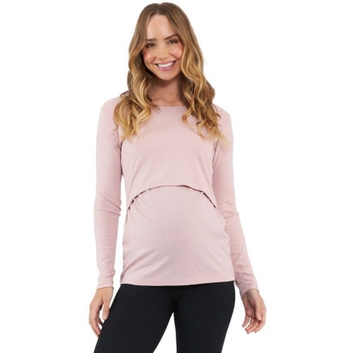 Tessa Rib Nursing Top in Dusty Pink
