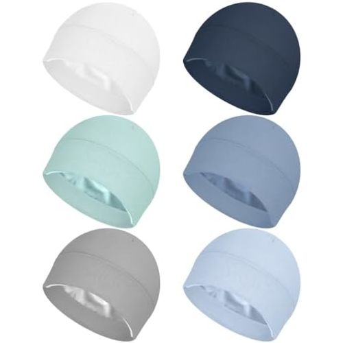6 Pcs Satin Lined Baby Newborn Hats Silk Satin Lined Beanie Toddler Hat for Hospital Infant Girls Boys 0-6 Months