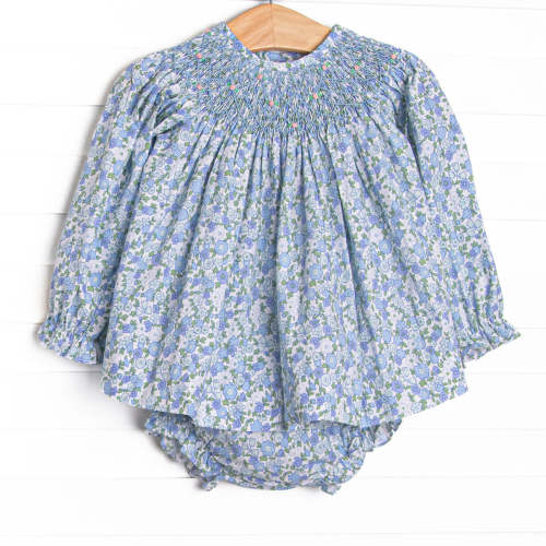 Tea Party Petals Smocked Diaper Set, Blue – Stitchy Fish