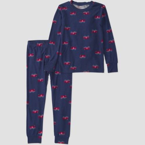Carter's Just One You® Toddler Boys' 2pc Comfy Soft Firetrucks Pajama Set - Navy Blue 3T